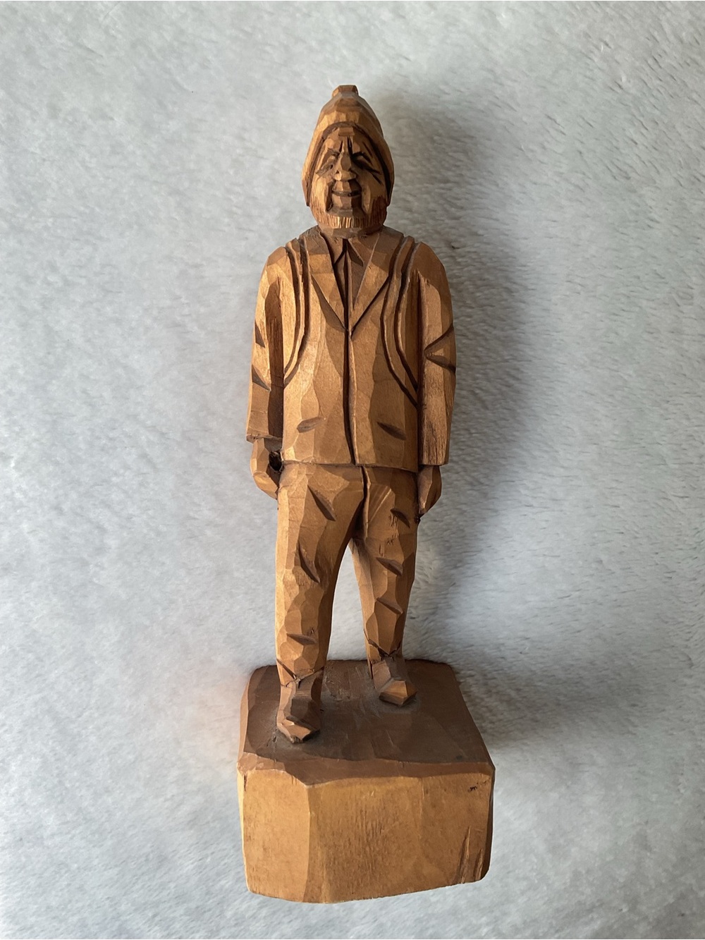 Vintage Hand Carved Folk Art Mountaineer Figure Signed by V FORTIN
